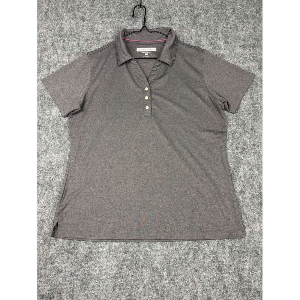 Pebble Beach Performance Womens XL Gray Heather Short Sleeve Golf Polo Shirt